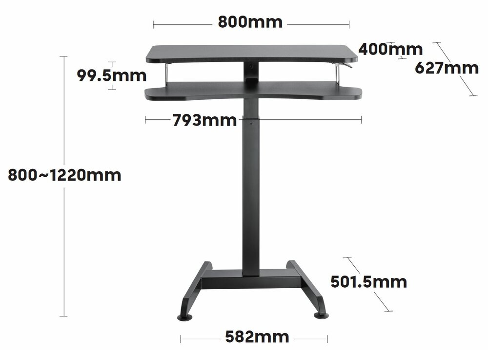 Afmetingen Updesk High Gasveer